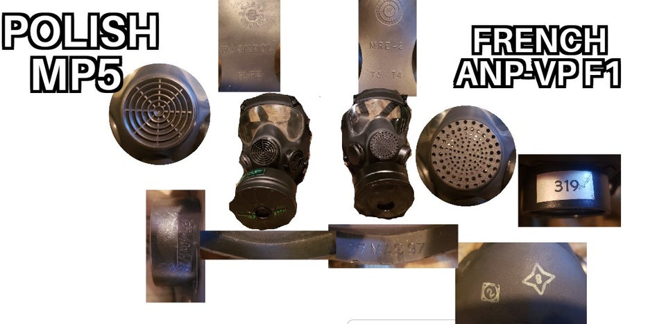 France ANP-VP F1 Gas Mask, not Poland MP5! Size 3 medium
